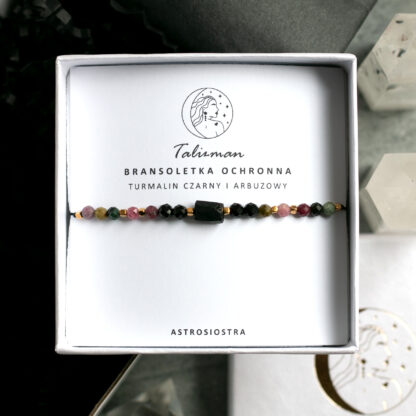 Bransoletka Ochrona i Szczęście Turmalin Czarny i Arbuzowy Talizman Amulet