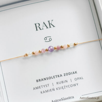 Bransoletka Zodiak Rak dla Raka zodiakalna na szurku z kamieniami amulet talizman AstroSiostra Astro Siostra 2