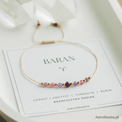 Bransoletka Baran Znak Zodiaku z Kamieniami - obrazek 3