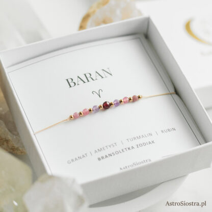 Bransoletka Baran Znak Zodiaku z Kamieniami