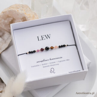 Bransoletka Lew 14K Znak Zodiaku z Turmalinem