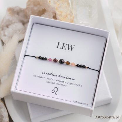 Bransoletka Lew 14K Znak Zodiaku z Turmalinem - obrazek 2