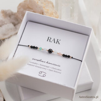 Bransoletka Rak 14K Znak Zodiaku z Turmalinem