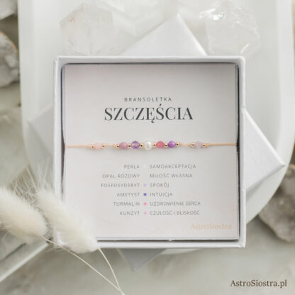 Bransoletka Szczęścia Miłość 14K Perła Opal Ametyst - obrazek 3