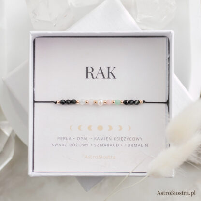Bransoletka Rak 14K z Turmalinem Znak Zodiaku Zodiakalna Czarna - obrazek 2