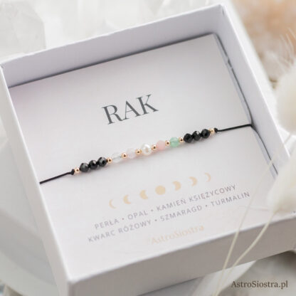 Bransoletka Rak 14K z Turmalinem Znak Zodiaku Zodiakalna Czarna - obrazek 4