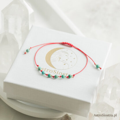 Bransoletka 7 węzłów 14K Turkus z Turkusem Ochronna Ochrona Talizman Amulet - obrazek 2