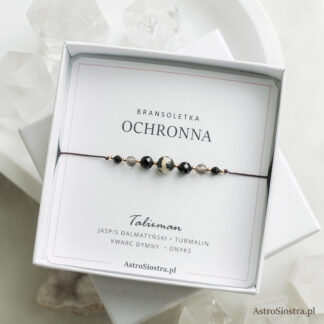 Bransoletka Ochronna 14K Jaspis Turmalin Kwarc Dymny Onyks Ochrona Talizman Amulet