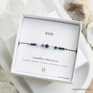 Bransoletka Ryby 14K Znak Zodiaku Zodiakalna z Turmalinem