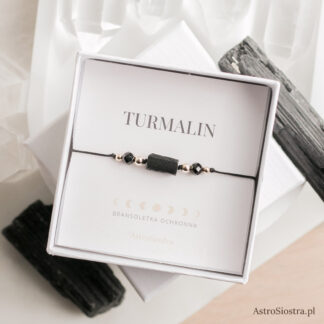 Bransoletka Ochronna 14K z surowym Turmalinem Turmalin Ochrona Talizman Amulet czarna