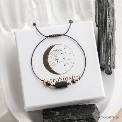 Bransoletka Ochronna 14K z surowym Turmalinem Turmalin Ochrona Talizman Amulet czarna - obrazek 4