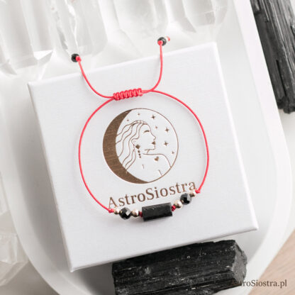 Bransoletka Ochronna 14K z surowym Turmalinem Turmalin Ochrona Talizman Amulet czerwona - obrazek 4