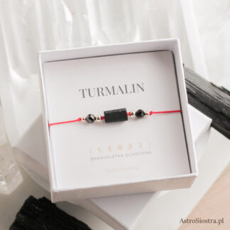 Bransoletka Ochronna 14K z surowym Turmalinem Turmalin Ochrona Talizman Amulet czerwona