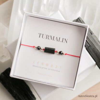 Bransoletka Ochronna 14K z surowym Turmalinem Turmalin Ochrona Talizman Amulet czerwona - obrazek 3