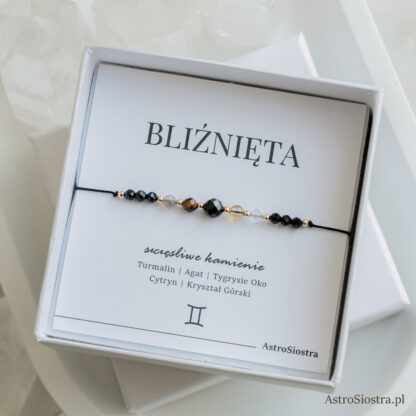 Bransoletka Bliźnięta 14K Zodiak Znak Zodiaku Zodiakalna z Turmalinem