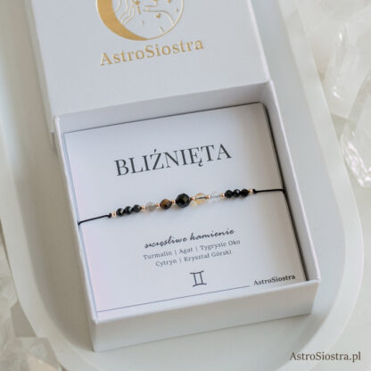 Bransoletka Bliźnięta 14K Zodiak Znak Zodiaku Zodiakalna z Turmalinem - obrazek 2