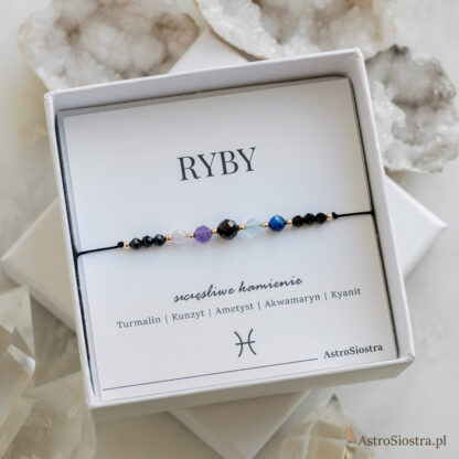 Bransoletka Ryby 14K Znak Zodiaku Zodiakalna z Turmalinem - obrazek 2