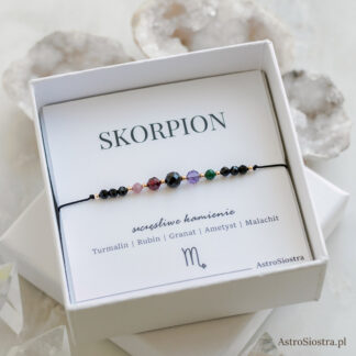 Bransoletka Skorpion 14K Znak Zodiaku z Turmalinem