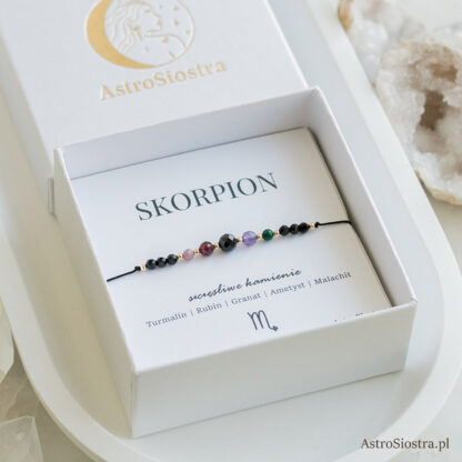 Bransoletka Skorpion 14K Znak Zodiaku z Turmalinem - obrazek 2