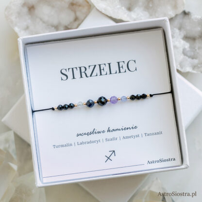 Bransoletka Strzelec 14K Znak Zodiaku z Turmalinem - obrazek 3