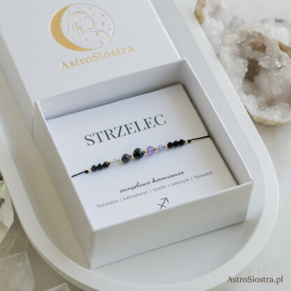 Bransoletka Strzelec 14K Znak Zodiaku z Turmalinem
