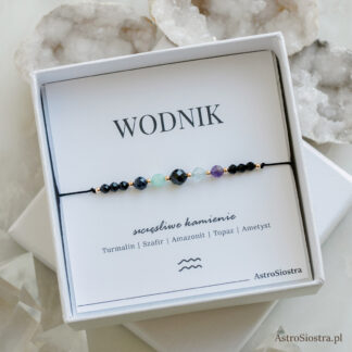 Bransoletka Wodnik 14K Znak Zodiaku Zodiakalna z Turmalinem