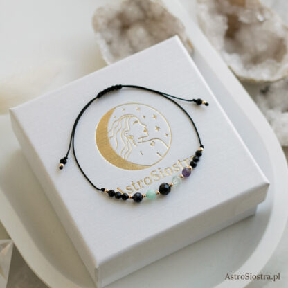 Bransoletka Wodnik 14K Znak Zodiaku Zodiakalna z Turmalinem - obrazek 2