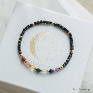 Bransoletka Czakry z Turmalinem 7 czakr Harmonia Energia Zdrowie Talizman Amulet Elastyczna Na Gumce