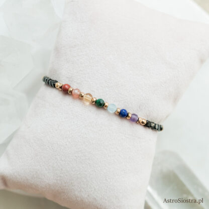 Bransoletka Czakry z Turmalinem 7 czakr Harmonia Energia Zdrowie Talizman Amulet Elastyczna Na Gumce - obrazek 2