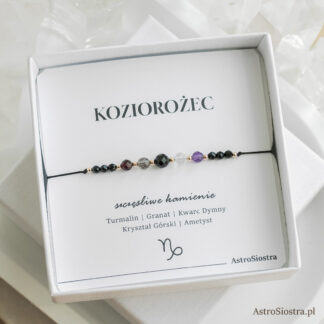 Bransoletka Koziorożec 14K Znak Zodiaku Zodiakalna z Turmalinem