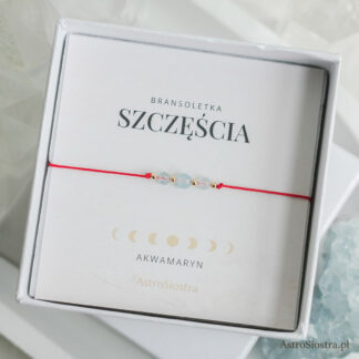 Bransoletka Szczęścia Akwamaryn z Akwamarynem 14K