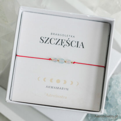Bransoletka Szczęścia Akwamaryn z Akwamarynem 14K