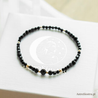 Bransoletka Ochronna z Turmalinem Turmalin 14K Ochrona Talizman Amulet Elastyczna Na Gumce jubilerskiej