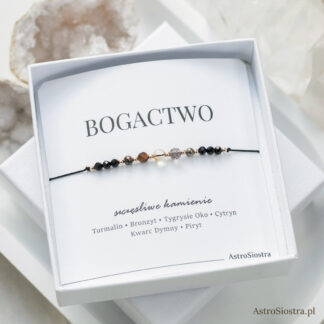 Bransoletka Bogactwo Pieniądze Pomyślność z Turmalinem Talizman Amulet