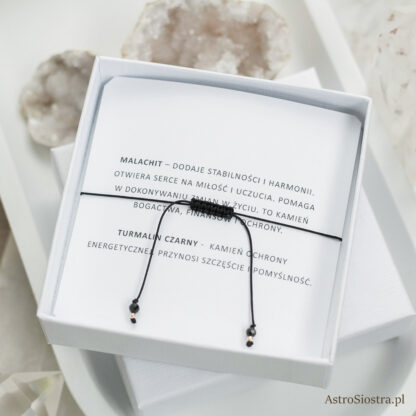 Bransoletka Malachit Turmalin Miłość Ochrona Bogactwo Talizman Amulet - obrazek 2