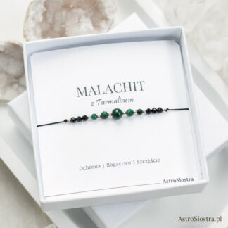 Bransoletka Malachit Turmalin Miłość Ochrona Bogactwo Talizman Amulet