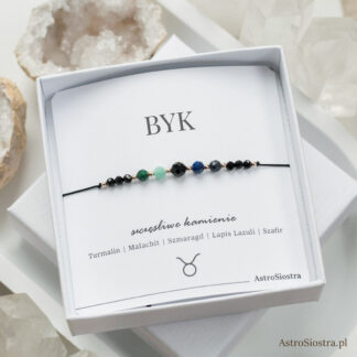 Bransoletka Byk 14K Znak Zodiaku Zodiakalna z Turmalinem