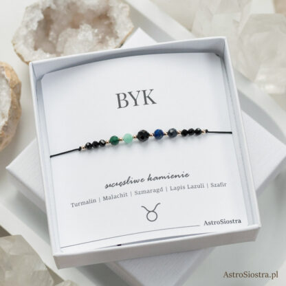 Bransoletka Byk 14K Znak Zodiaku Zodiakalna z Turmalinem
