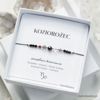 Bransoletka Koziorożec 14K Znak Zodiaku Zodiakalna z Turmalinem