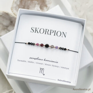 Bransoletka Skorpion 14K Znak Zodiaku z Turmalinem