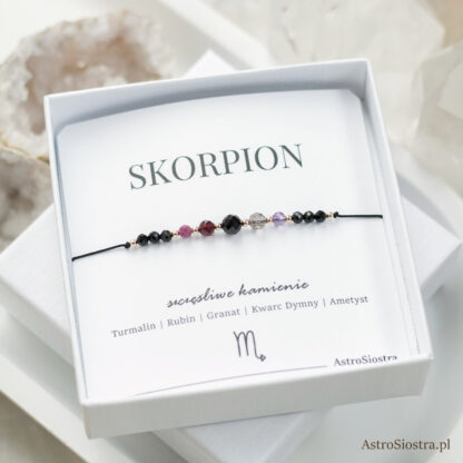 Bransoletka Skorpion 14K Znak Zodiaku z Turmalinem - obrazek 2