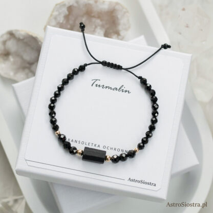 Bransoletka Ochronna z surowym Turmalinem 14K Turmalin Ochrona Talizman Amulet