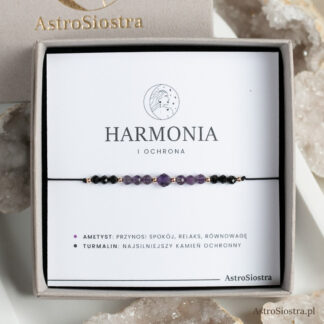 Bransoletka Harmonia i Ochrona Ametyst Turmalin Talizman Amulet