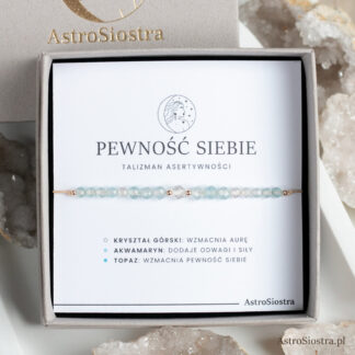 Bransoletka Pewność Siebie Asertywność Akwamaryn Turmalin Talizman Amulet