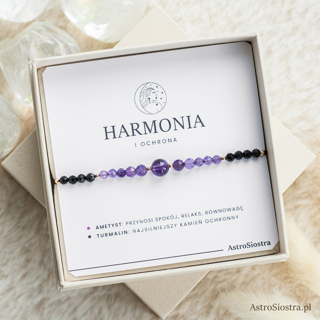 Wysyłka 24h Harmonia i Ochrona Ametyst Turmalin z Turmalinem