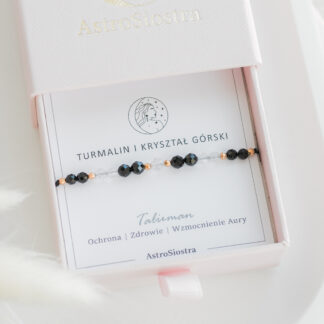 Bransoletka Ochronna Turmalin i Kryształ Górski Ochrona Zdrowie Wzmocnienie Aury Talizman Amulet