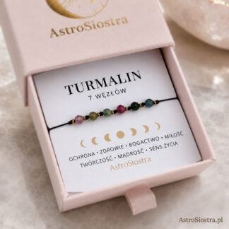 Bransoletka 7 węzłów z Turmalinem Turmalin Arbuzowy Ochronna Ochrona Talizman Amulet