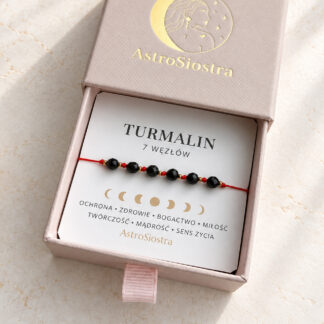 Bransoletka 7 węzłów z Turmalinem Turmalin Czarny Ochronna Ochrona Talizman Amulet