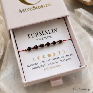 Bransoletka 7 węzłów z Turmalinem Turmalin Czarny Ochronna Ochrona Talizman Amulet
