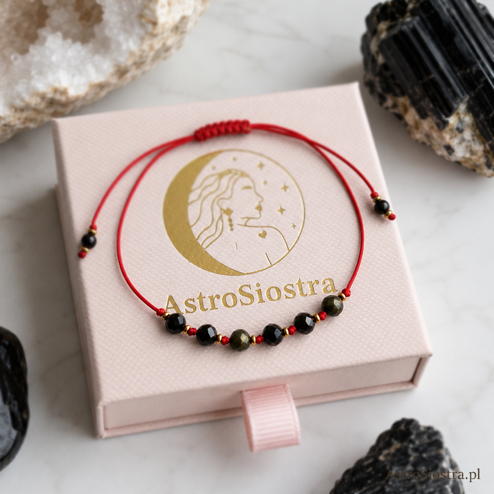 Bransoletka 7 węzłów Obsydian Czarny Ochronna Ochrona Talizman Amulet - obrazek 2